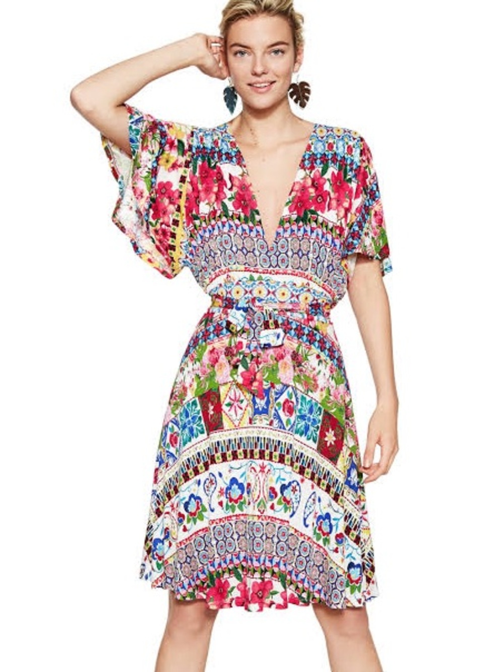 Vibrant Desigual “Leyla” Printed Dress with an Eclectic Patchwork